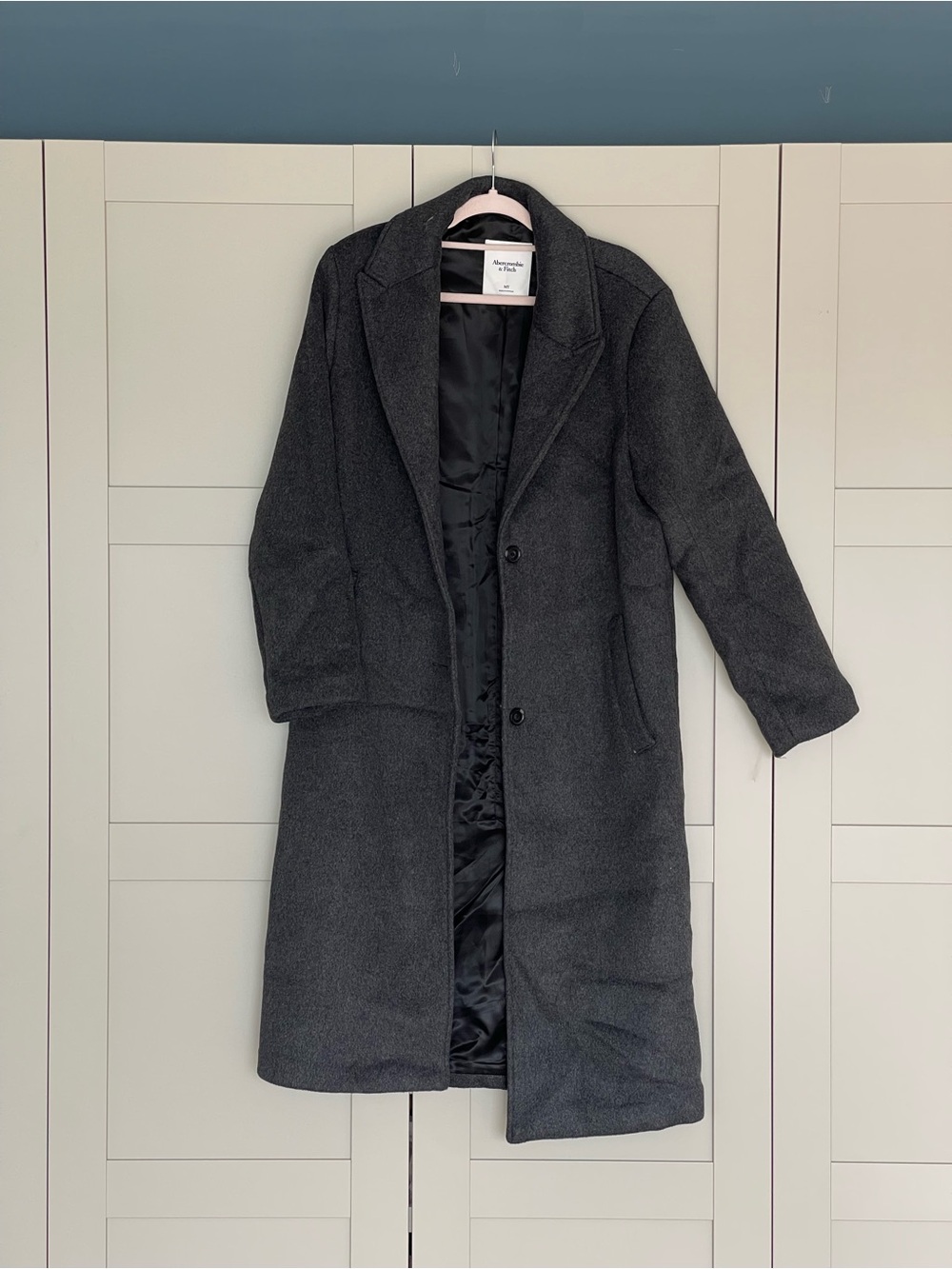Abercrombie & Fitch Dark Charcoal Long Trench Coat